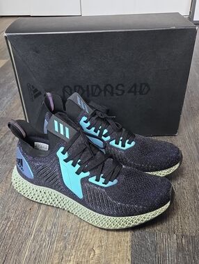 adidas Black & Teal 4D Knit Performance Sneakers